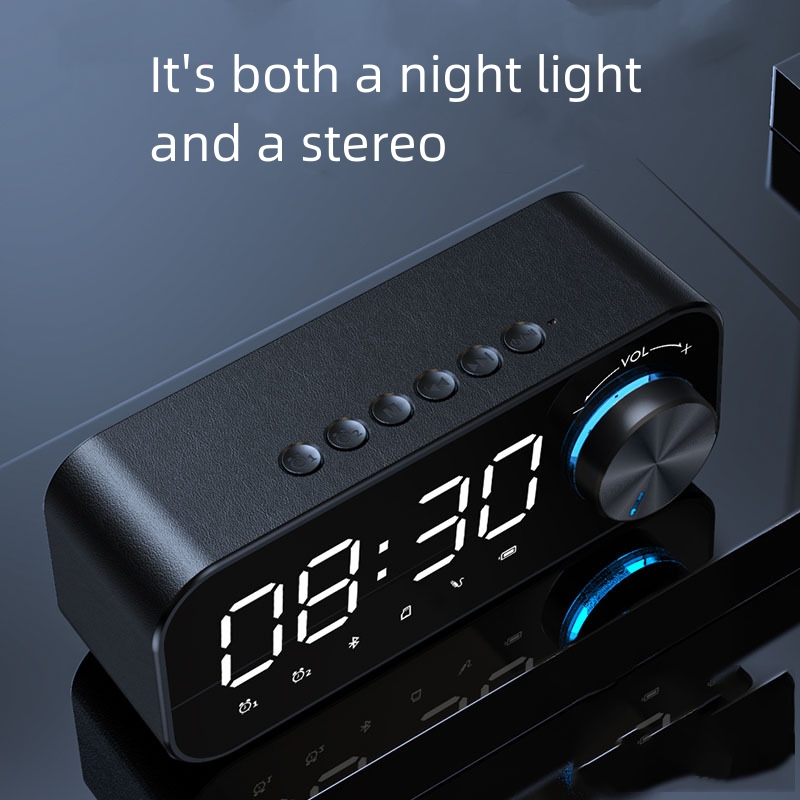 2023 Hot Selling Music Player LED Bt Speaker with Digital Display TF Card Desk Table Alarm Clock Speaker